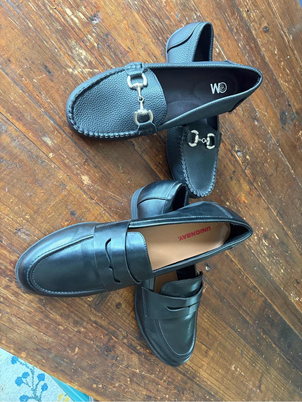 Black Women’s Leather Penny Loafers and Moc Toe Slip-On Bundle, 11
